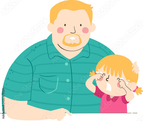 Kid Girl Cry Dad Companion Illustration