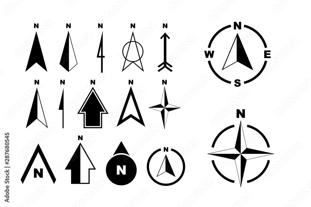 set of compass or north arrow concept. easy to modify - obrazy, fototapety, plakaty 