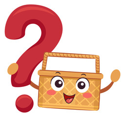 Canvas Print - Mascot Picnic Basket Question Mark Illustration