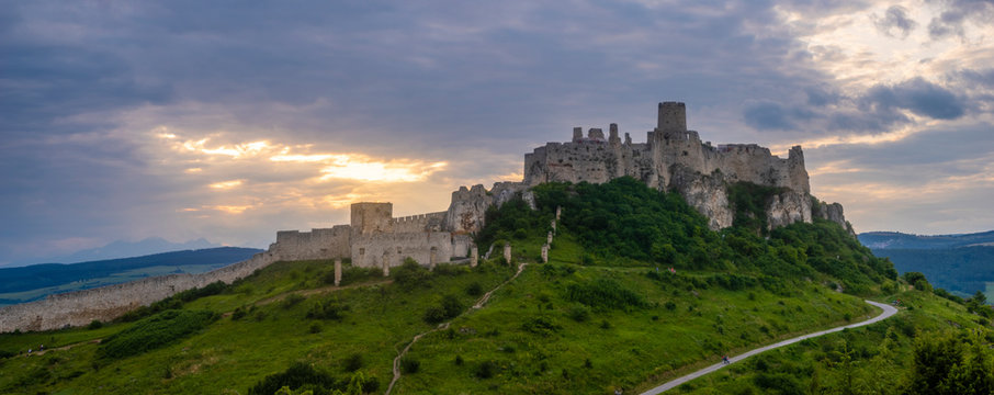 The ruins of the Spissky Castle (Spissky hrad), in Slovakia, one of the largest castles in Europe