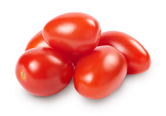 Wall Mural - A heap of ripe red cherry tomatoes isolated on white background