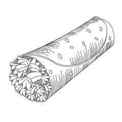 Wall Mural - Tortilla wrap - black and white illustration/ drawing