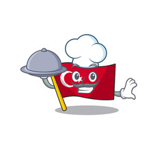 Poster - Chef with food flag turkey in the mascot shape