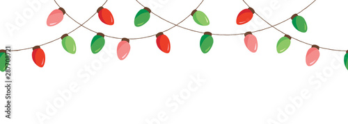 Photographie Vector Colorful Retro Holiday Christmas New Year Hanging String Lights Isolated