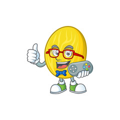 Poster - Gamer fruit melon cartoon character with mascot