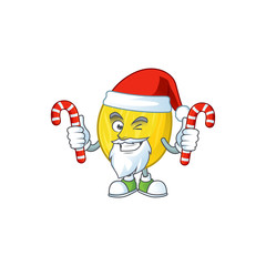 Poster - Santa with candy melon cartoon character for health mascot