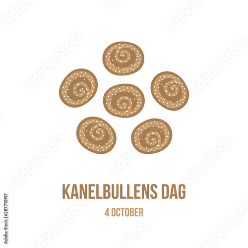 Fotomural Kanelbullens dag or cinnamon roll day, vector card, illustration for swedish annual holiday