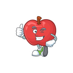 Poster - Thumbs up apple fruit character mascot for health dessert