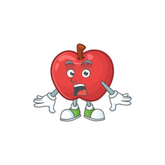 Wall Mural - Surprised red apple funny character for vegetarian cartoon