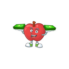 Sticker - With money bag red apple funny character for vegetarian cartoon