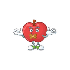 Sticker - Silent cute apple character mascot with object cartoon