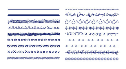 Wall Mural - vector doodle drawings divider lines collection, sketched illustration, freehand drawn lines, scribb
