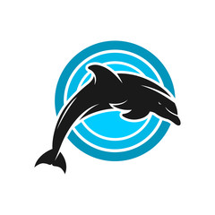 Sticker - dolphin and circle logo design