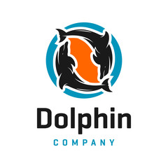 Poster - dolphin and circle logo design