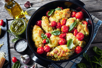 Poster - close-up of Italian Stuffed Chicken in dish