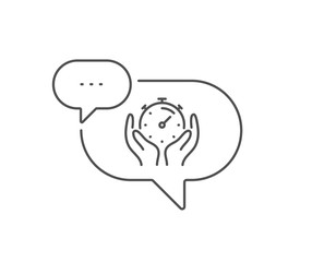 Poster - Timer line icon. Chat bubble design. Time management sign. Stopwatch symbol. Outline concept. Thin line timer icon. Vector