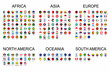 Vector set official national flags of the world. Country round shape flags collection with detailed emblems.