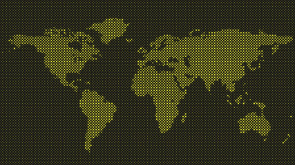 Poster - Halftone world map background - vector graphic with circles