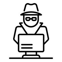 Poster - Laptop secret hacker icon. Outline laptop secret hacker vector icon for web design isolated on white background