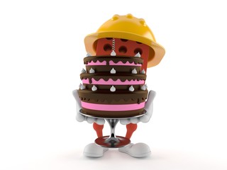 Wall Mural - Brick character holding cake