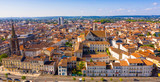 Fototapeta  - Panoramic view from the drone on the city Agen. France