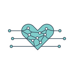 Poster - Heart icon with ai neural network inside