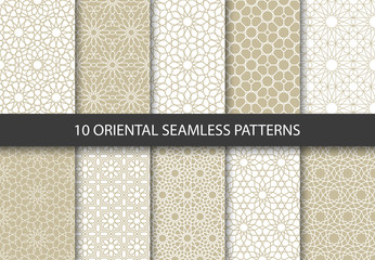 Wall Mural - Vector set of 10 ornamental seamless patterns. Collection of luxury patterns in the oriental style. Patterns added to the swatch panel.