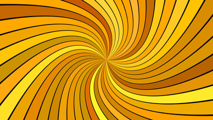Poster - Orange hypnotic abstract vortex background - vector graphic design from curved striped rays