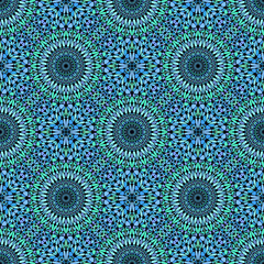 Poster - Geometrical oriental abstract floral pattern background - cyan vector design