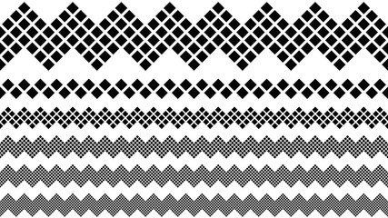 Poster - Geometrical square pattern page divider line set - abstract black and white vector graphic design elements