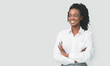 © Prostock-studio - Black Business Woman Posing Crossing Hands On White Background