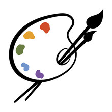 Art Palette With Paints. Stylized Palette. Logo Palette With Paints. Palette For The Artist. Vector Illustration For Kids.