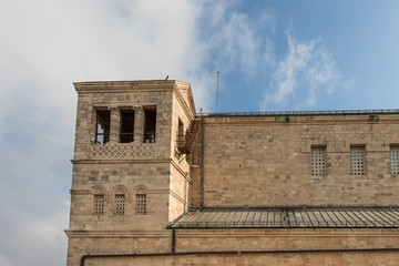 Fragment of the building of the catholic Christian Transfiguration Church located on Mount Tavor near Nazareth in Israel