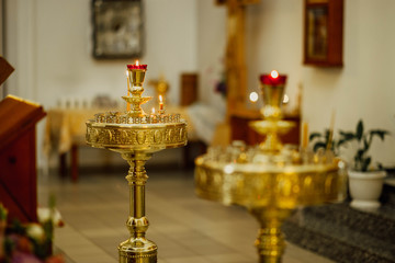 church candelabrum in the church of the Christian church. concept of hope for god