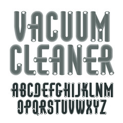 Fototapete - Set of condensed, tall, cool vector upper case English alphabet letters isolated. Trendy type font, script from a to z can be used in poster creation. Made using vacuum cleaner pipeline design.