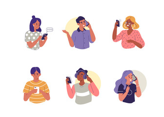 people with smartphones