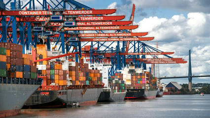 Container Ship Parade moored in Harbor