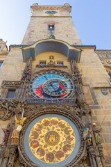 Wall Mural - Prague medieval astronomical clock (Orloj) on Old Town Hall tower, Prague, Czech republic