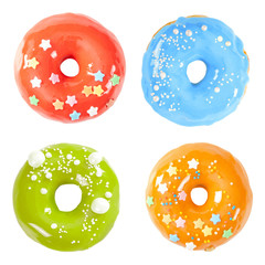 Wall Mural - Set of various colorful donuts with glossy mirror glaze