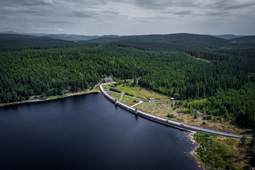 Wall Mural - The Bedrichov Dam Reservoir was built in 1902-1905 on the Black Neisse River at the instigation of the flood in 1897 and is used for water and energy purposes. The dam is 23 m high and 340 m long.