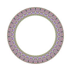 Poster - Isolated tiled mosaic circular border - colorful geometrical ornamental abstract vector design element