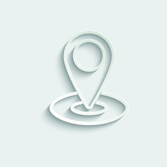 Poster - map point icon. Location icon.   paper icon  with shadow 