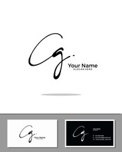 C G CG Initial Logo Signature Vector. Handwriting Concept Logo.