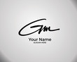 G M GM initial logo signature vector. Handwriting concept logo.