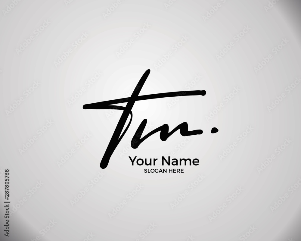T M TM initial logo signature vector. Handwriting concept logo. Stock ...