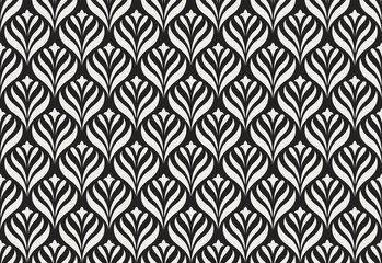 Seamless Arabesque Floral Pattern. Art Deco Style Background. Vector Abstract Flower Texture.