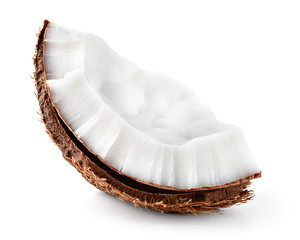 Coconut piece isolated. Coconut slice.