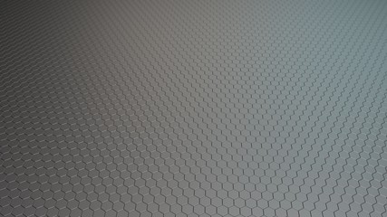 Poster - Abstract 3D surface background of a set of hexagons. 3D rendering, futuristic design with background blur. Image for desktop background, screensavers for phones and tablets.