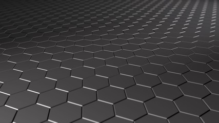 Poster - Abstract 3D surface background of a set of hexagons. 3D rendering, futuristic design with background blur. Image for desktop background, screensavers for phones and tablets.