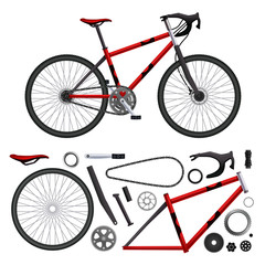 Wall Mural - Realistic Bicycle Parts Set